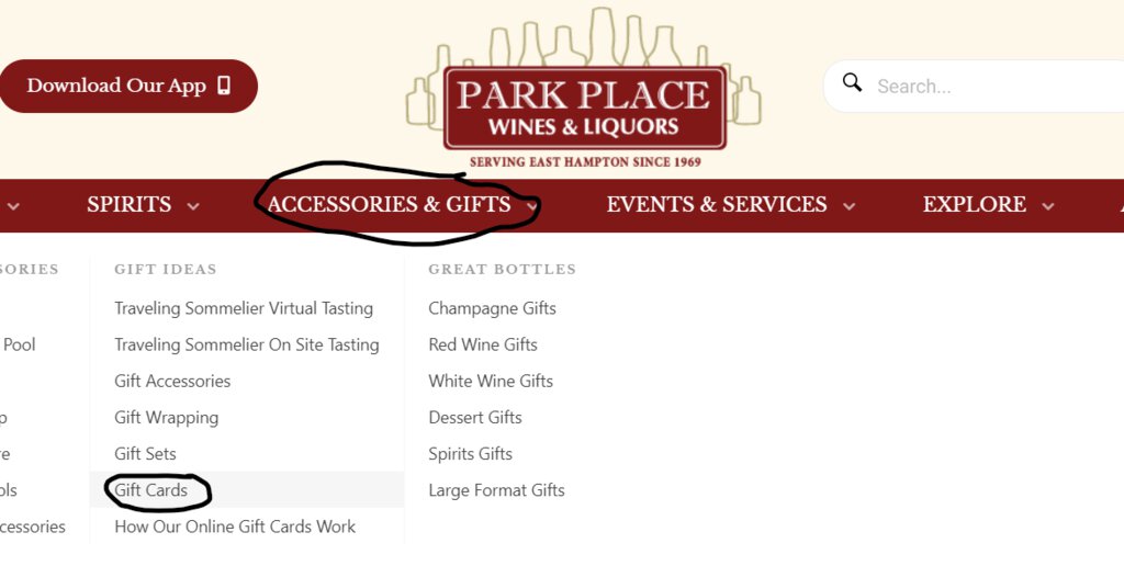 How To Use Our Online Gift Cards Park Place Wines & Liquors, East